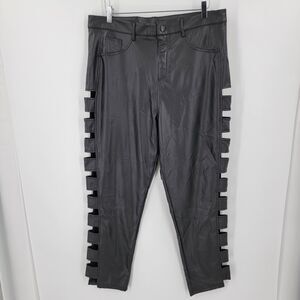 AQ Sports Pants Women's 2X Side Cutouts Faux Leather Stretch